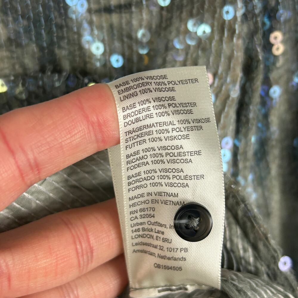 Anthropologie Pilcro Boho Tie Dye Sequin Long Sleeve Button Front Blouse S - Picture 8 of 8